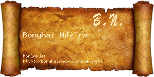 Bonyhai Nóra névjegykártya